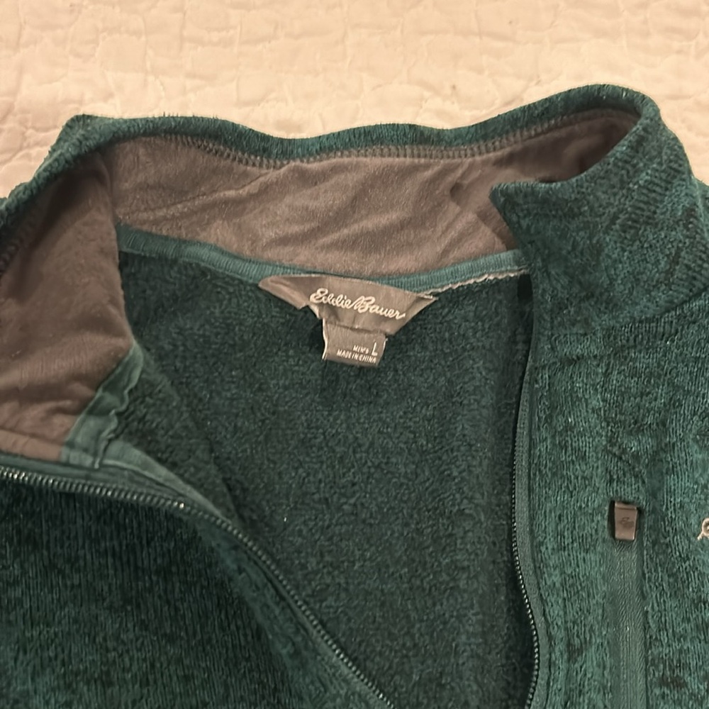 Eddie Bauer Pullover Quarter Zip Green Large - Picture 2 of 3